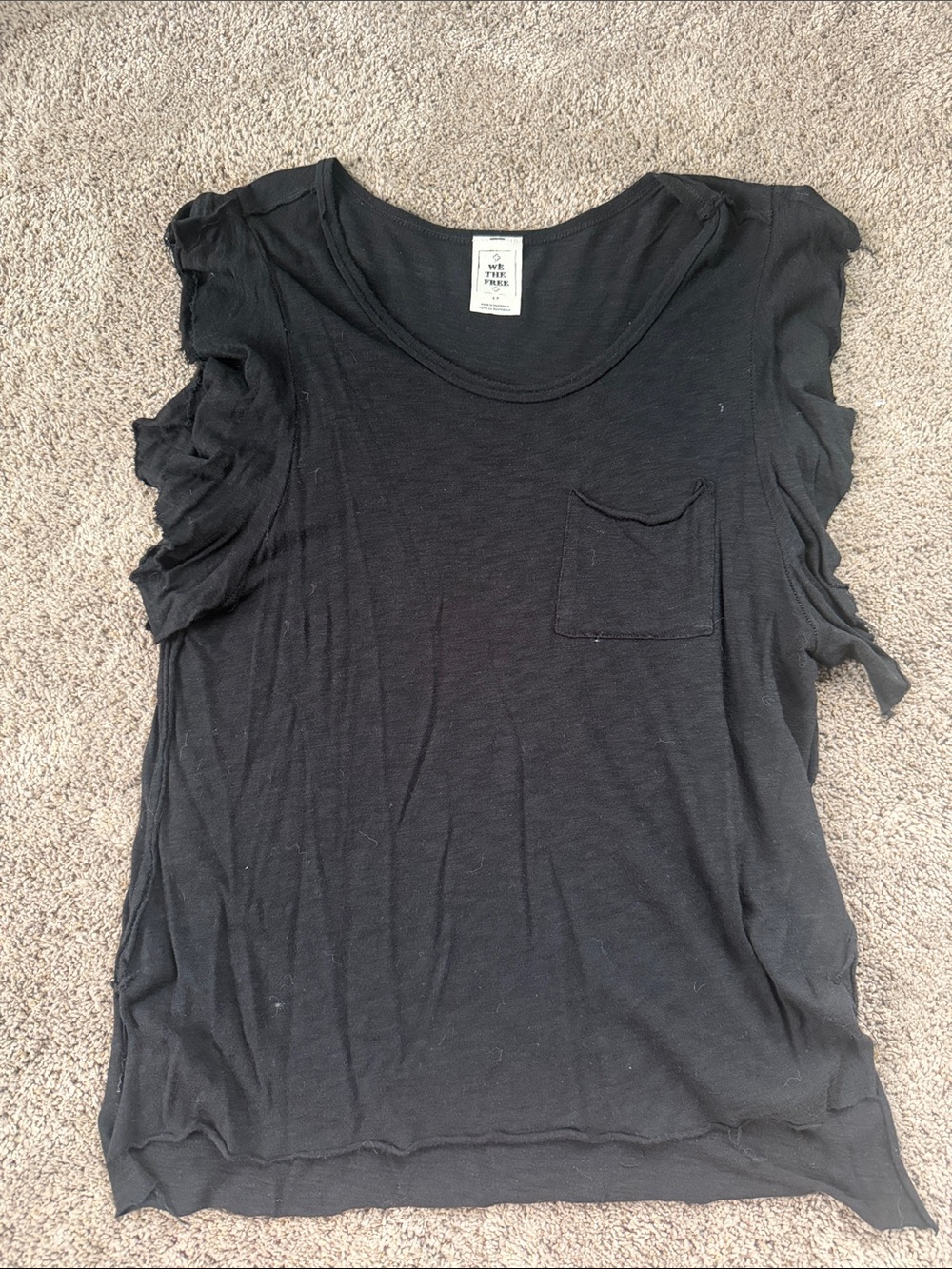 Free People Black Flutter Sleeve Pocket Tank